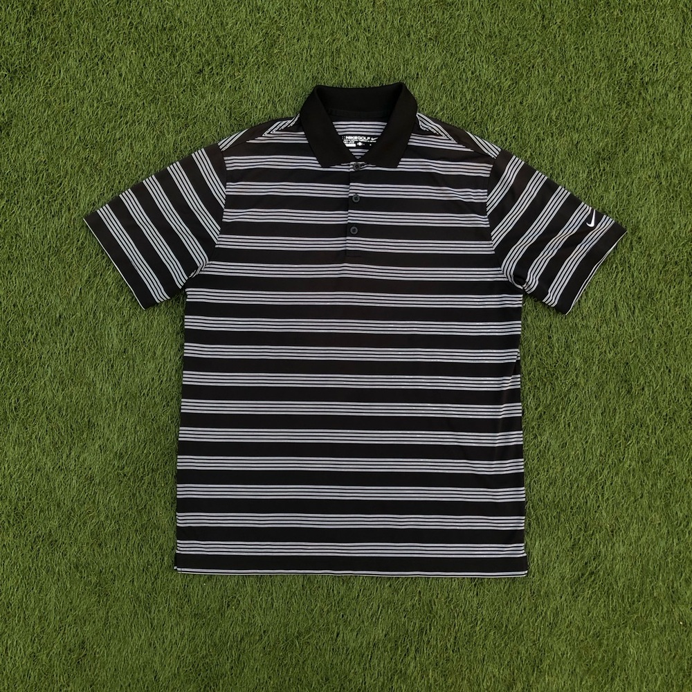 Nike Black & White Striped Polo Shirt